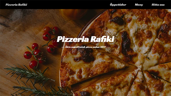 Image of online Pizzeria Rafiki website